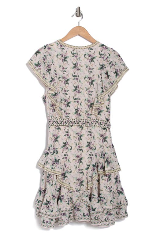 Max Studio Floral Ruffle Minidress In Pink Cream Liliosa Strands