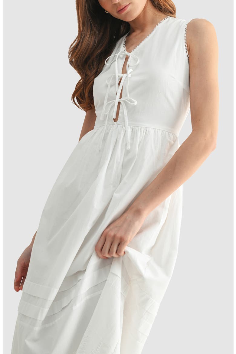 Sleeveless Embroidered Eyelet Cotton Midi Dress, Alternate, color, WHITE