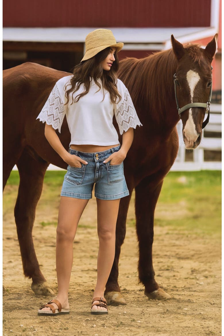 Coco Lace Sleeve Top, Alternate, color, WHITE