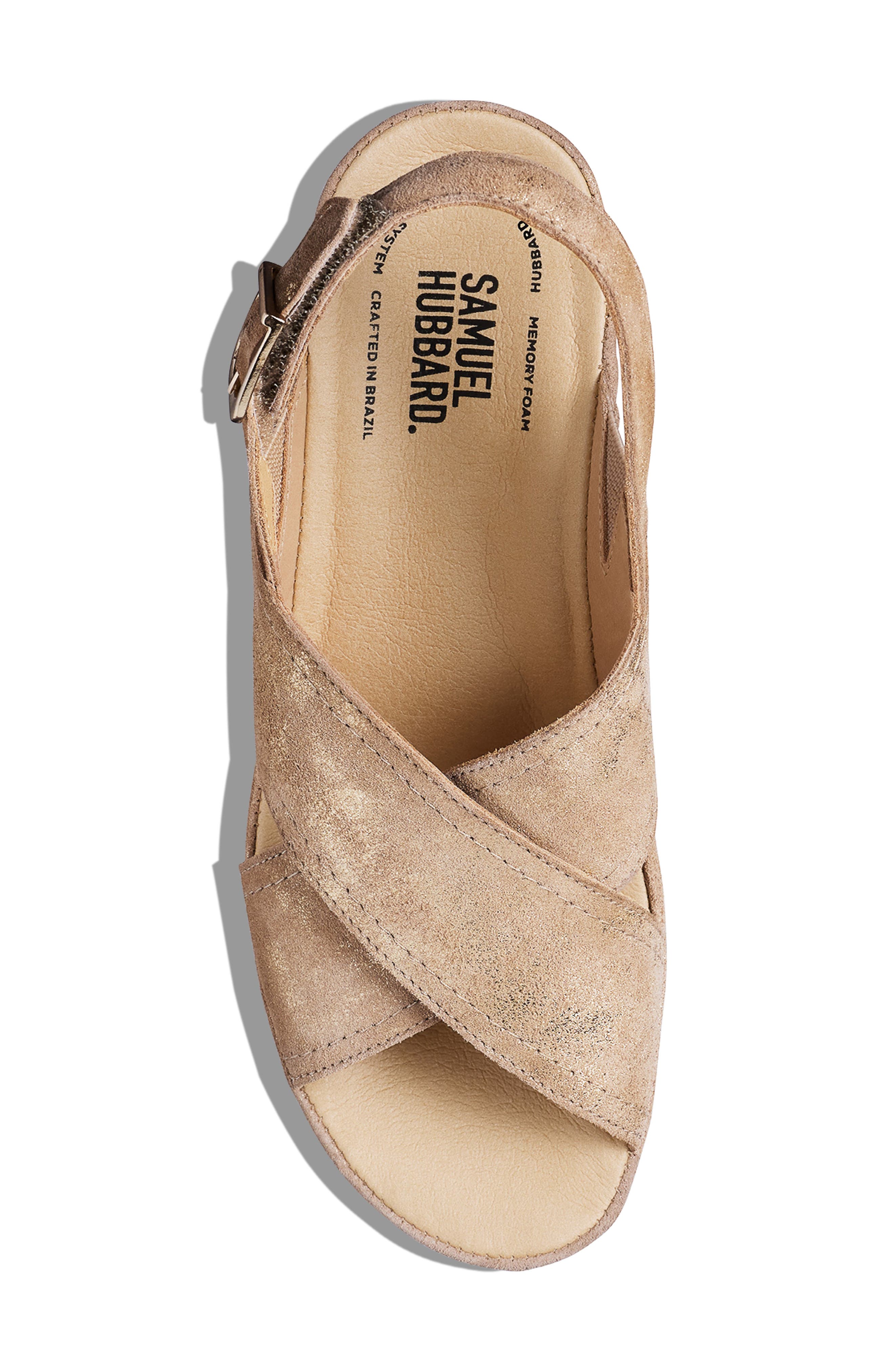 Samuel Hubbard Portola Slingback Wedge Sandal, Alternate, color, Gold Metallic Suede