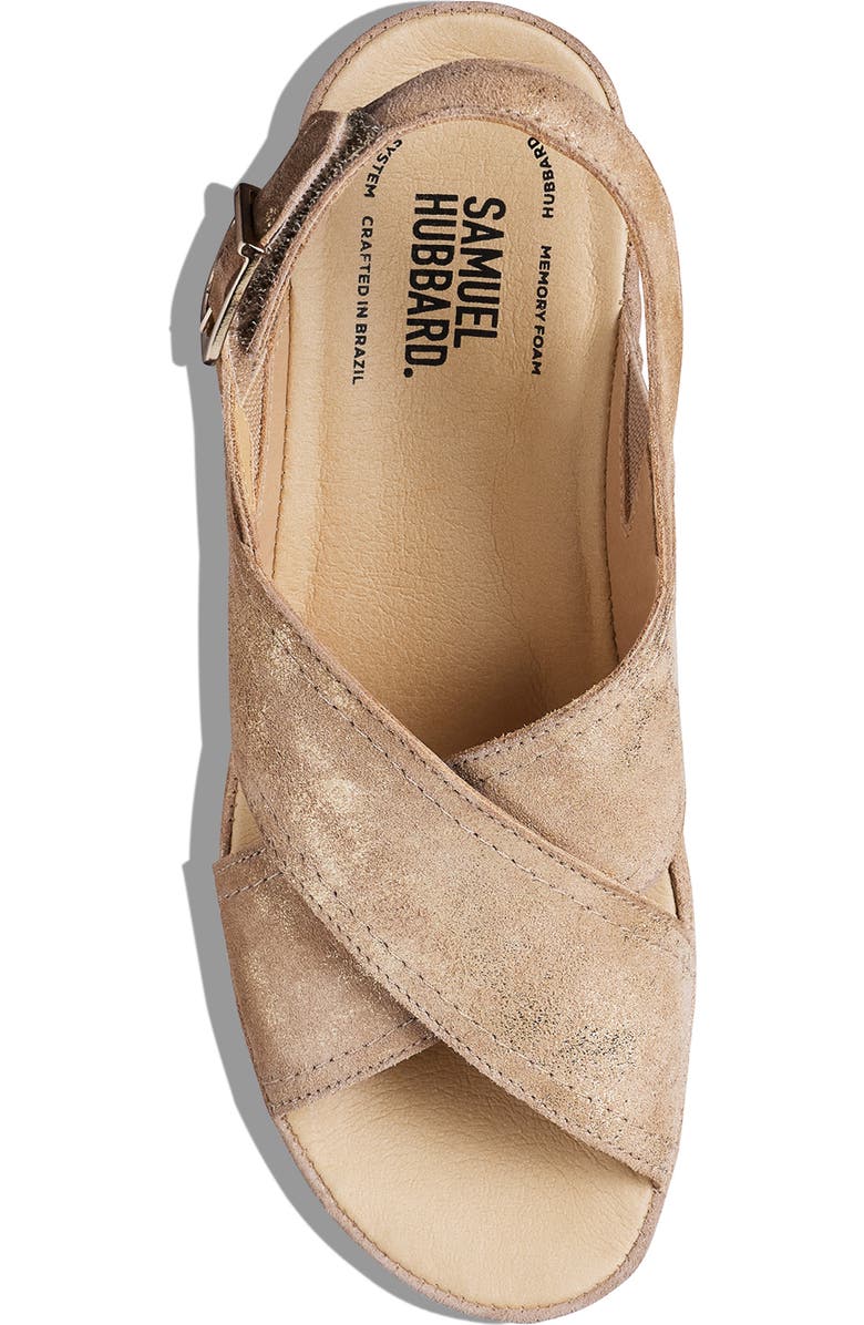 Samuel Hubbard Portola Slingback Wedge Sandal, Alternate, color, Gold Metallic Suede