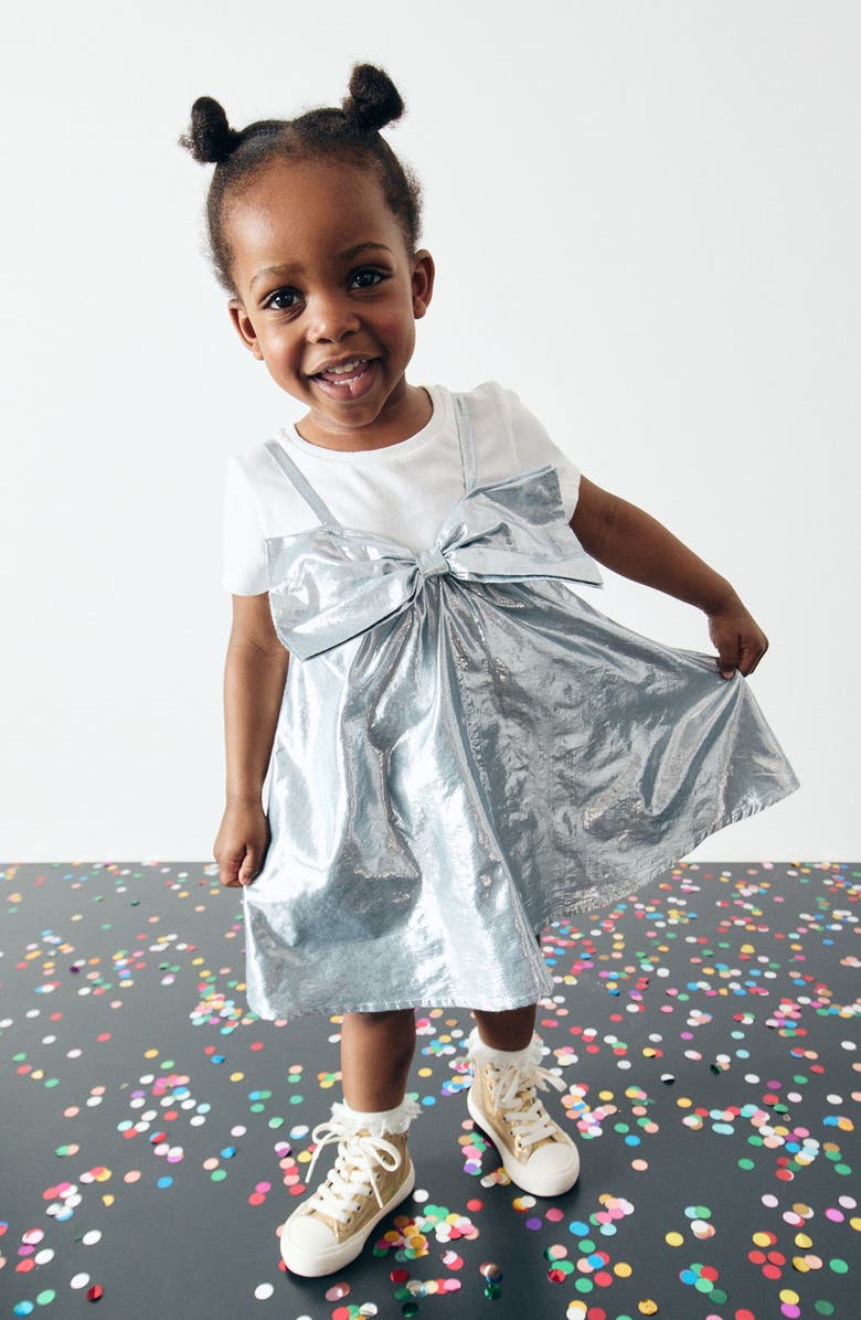 NEXT Kids
 Metallic Bow Dress 
T-Shirt Set, Alternate, color, 