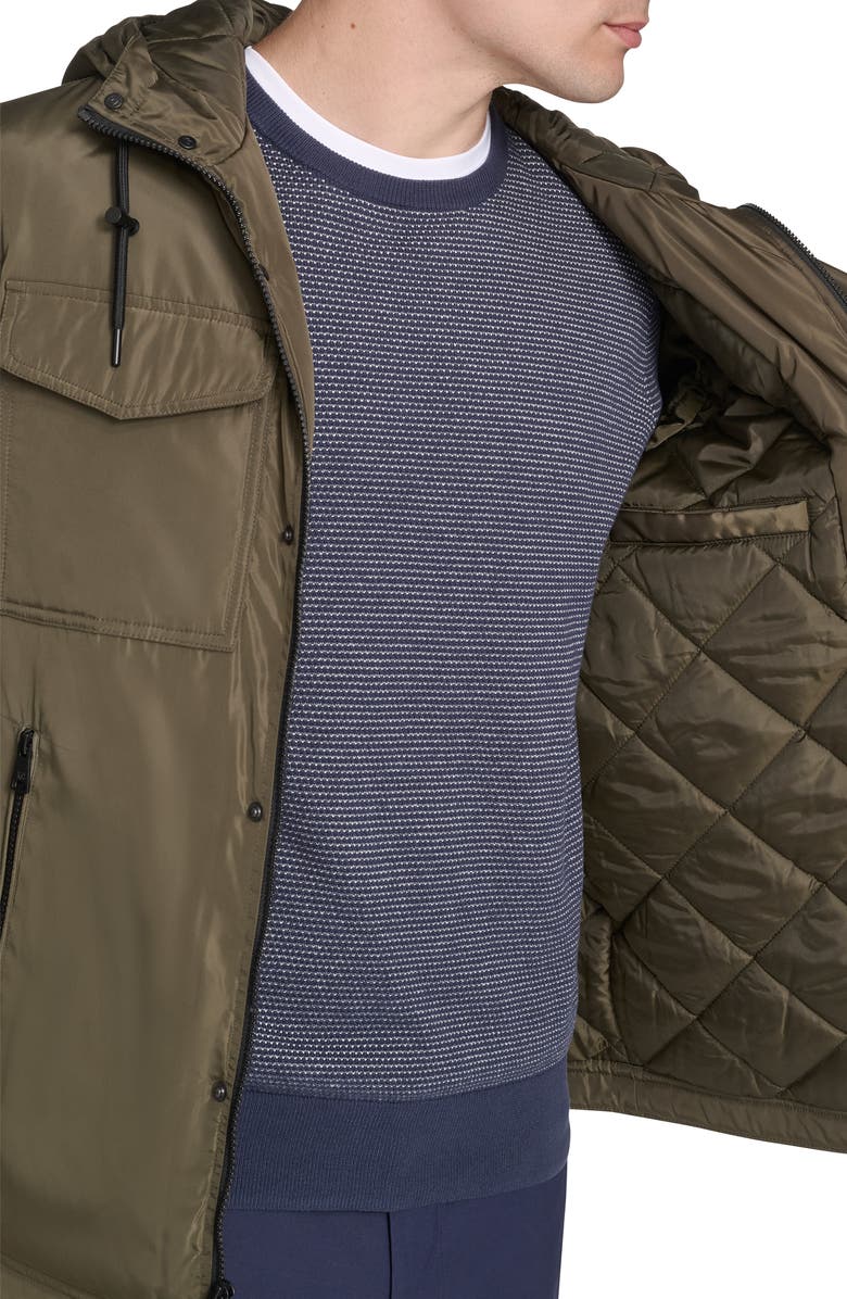 Kenneth Cole New York Hooded Utility Pocket Jacket, Alternate, color, Olive