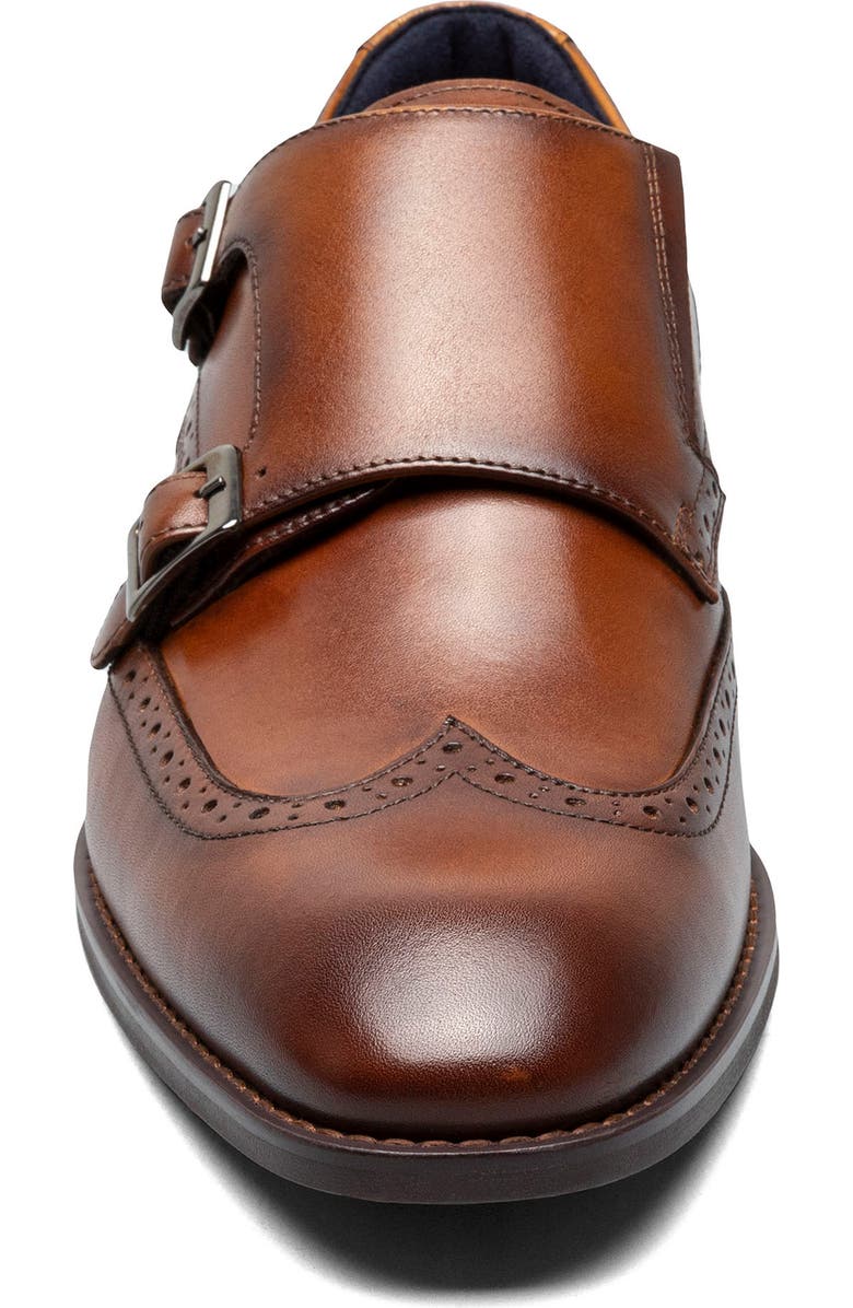 Stacy Adams Karson Wingtip Double Monk Strap Shoe, Alternate, color, Cognac