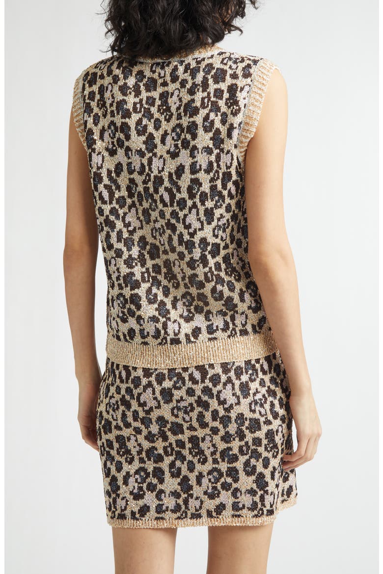 Animal Jacquard Sequin Sleeveless Sweater, Alternate, color, BEIGE BASE