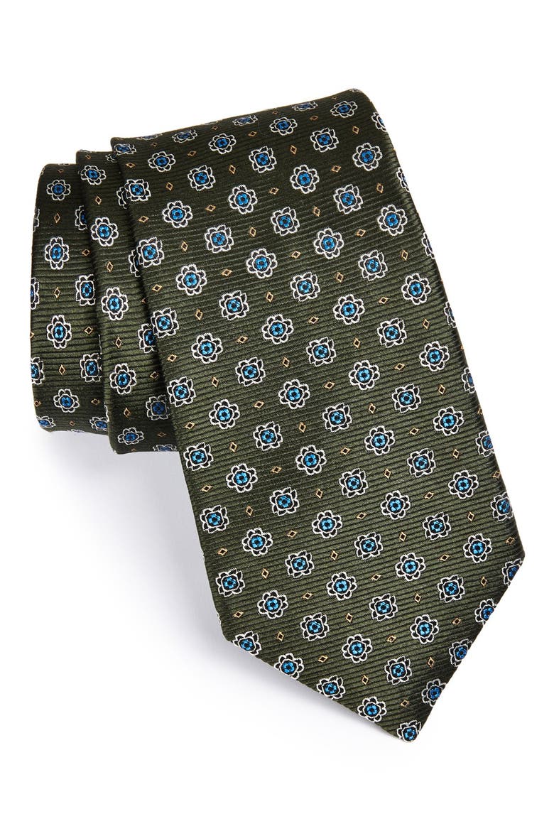 Woven Silk Tie, Main, color, OLIVE