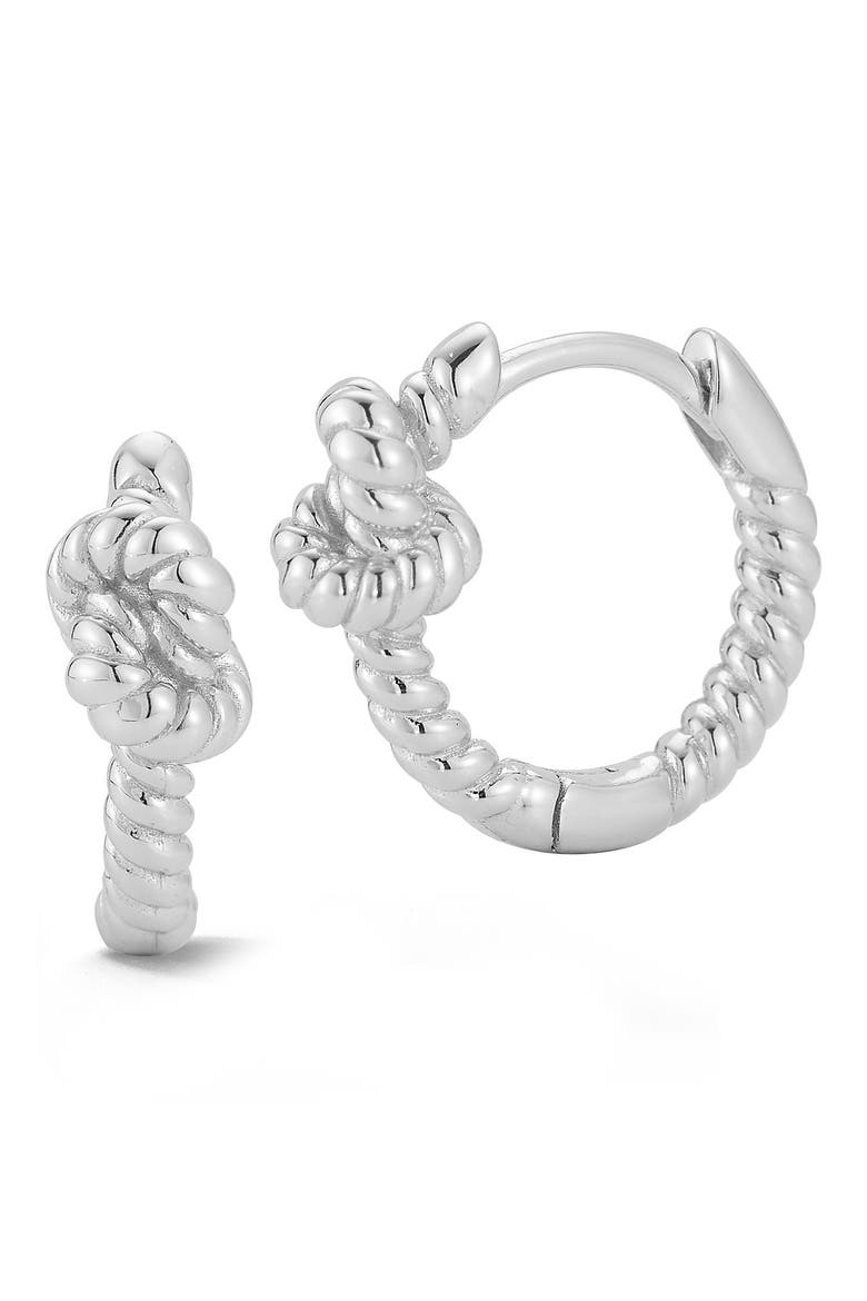 Love Knot Huggie Hoop Earrings, Main, color, SILVER