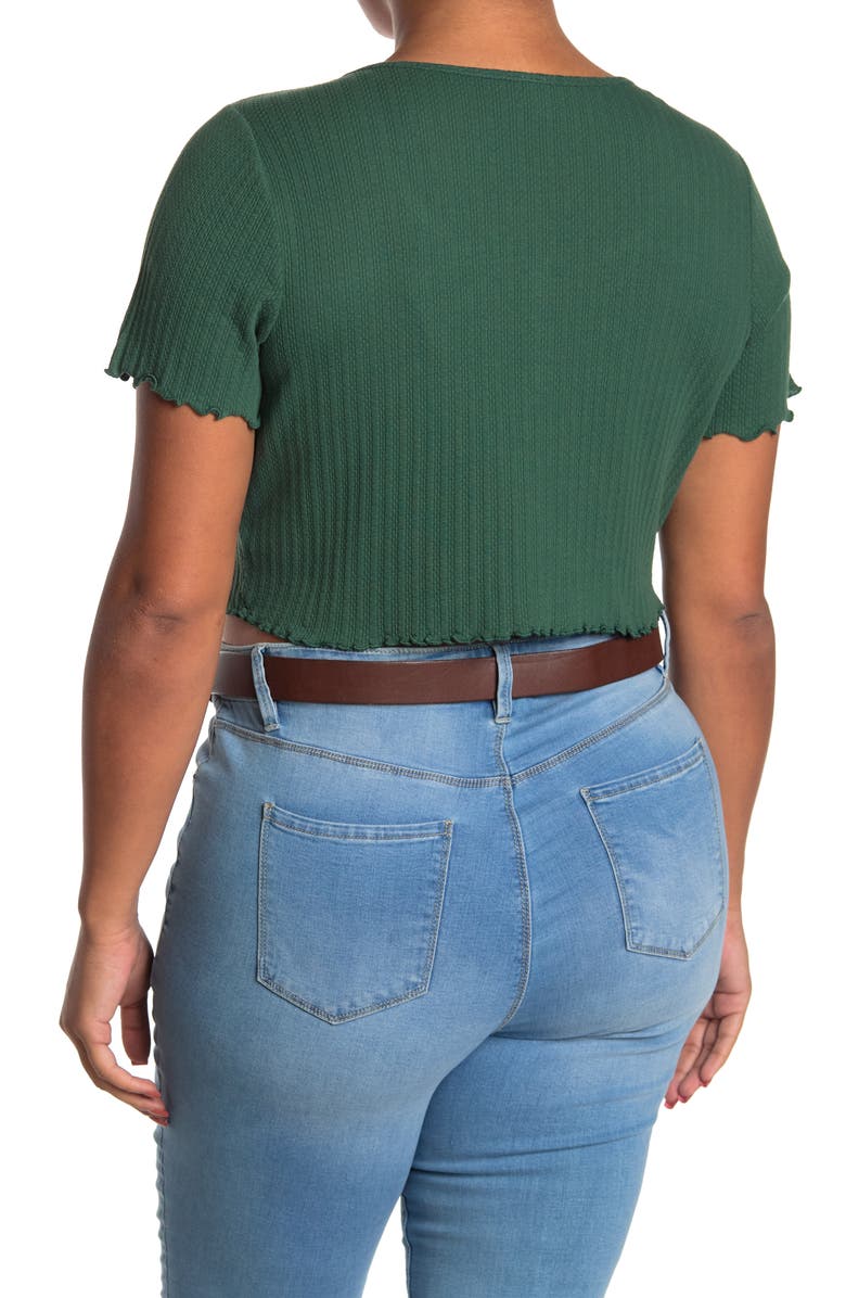 BP. Pointelle Rib Crop Henley, Alternate, color,