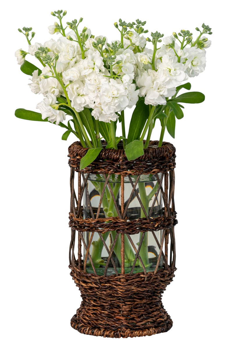 Juliska Devon Willow Large Hurricane Vase, Alternate, color, Brown