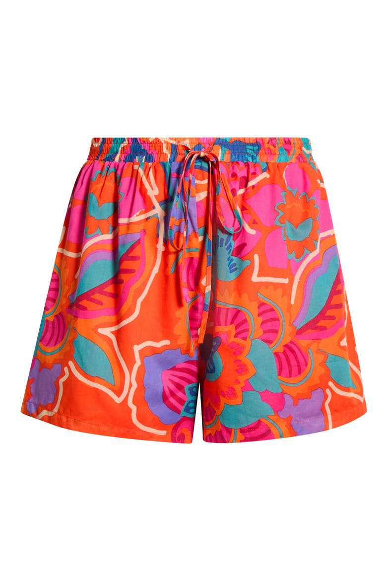 Kahlia Tropics Taliya Cotton Drawstring Shorts, Alternate, color, RED-MULTI