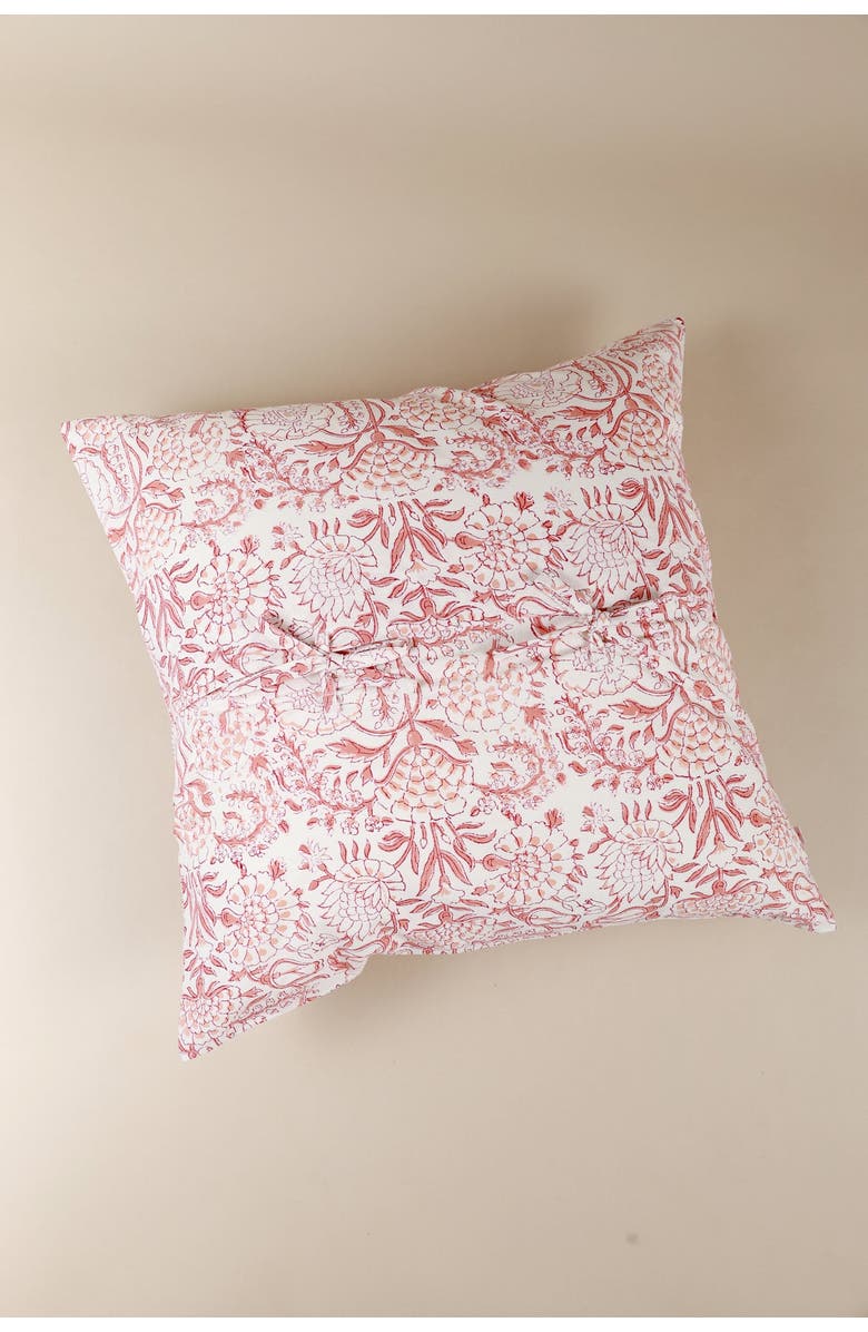 Ninéh Blush Meadow Hand Block Print Pillow, Alternate, color, White