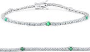 Bliss Diamond 1 1/10 Ct Diamond & Green Emerald Tennis Bracelet 14k Gold 7" Lab Grown