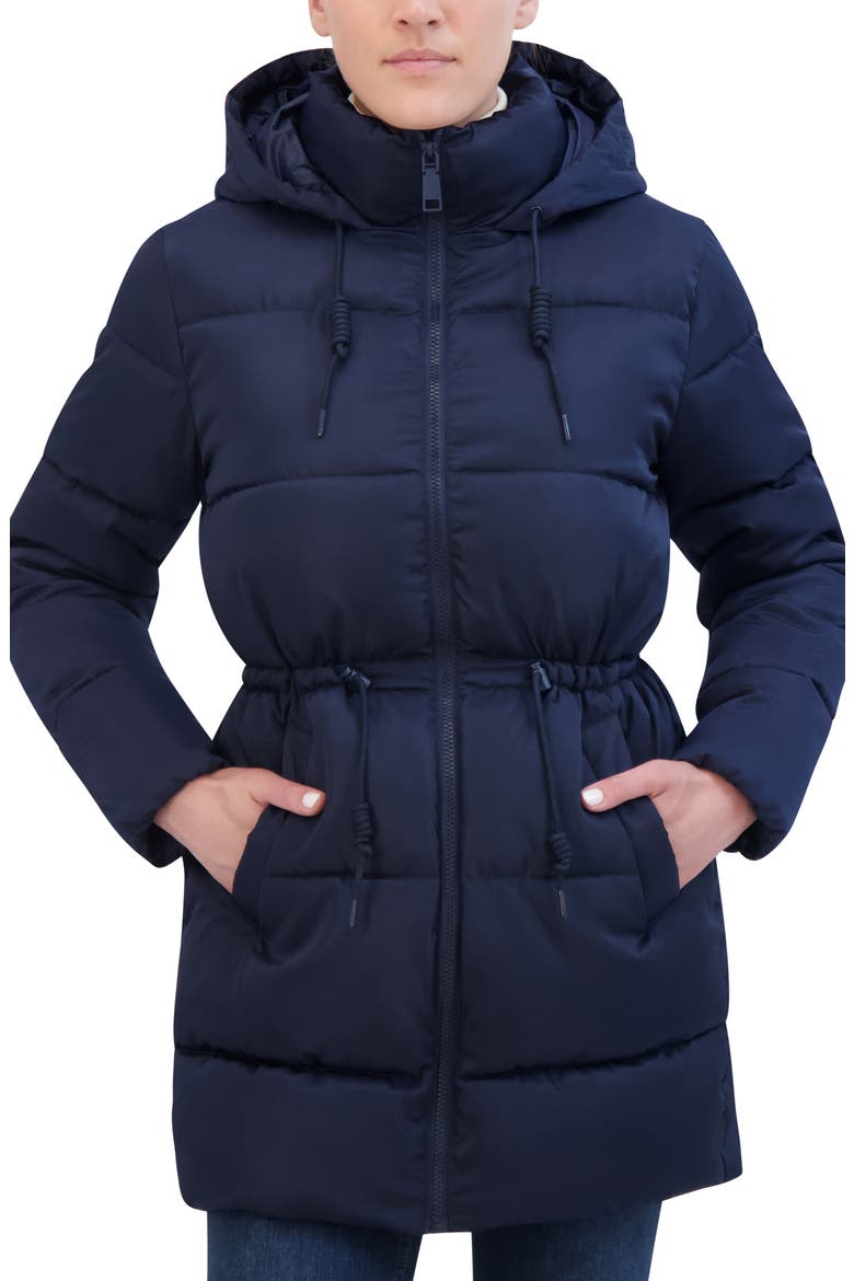 Water Repellent Quilted Coat, Alternate, color, NAVY
