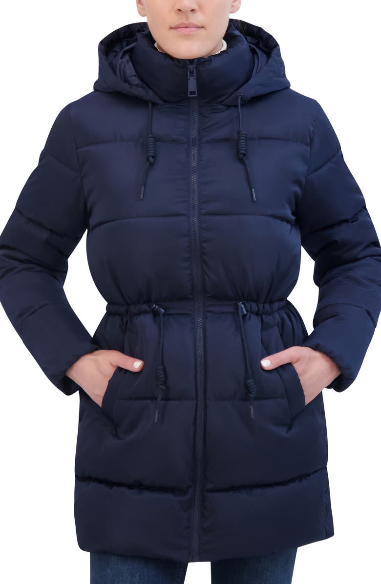 Rebecca Minkoff Water Repellent Quilted Coat, Alternate, color, Navy