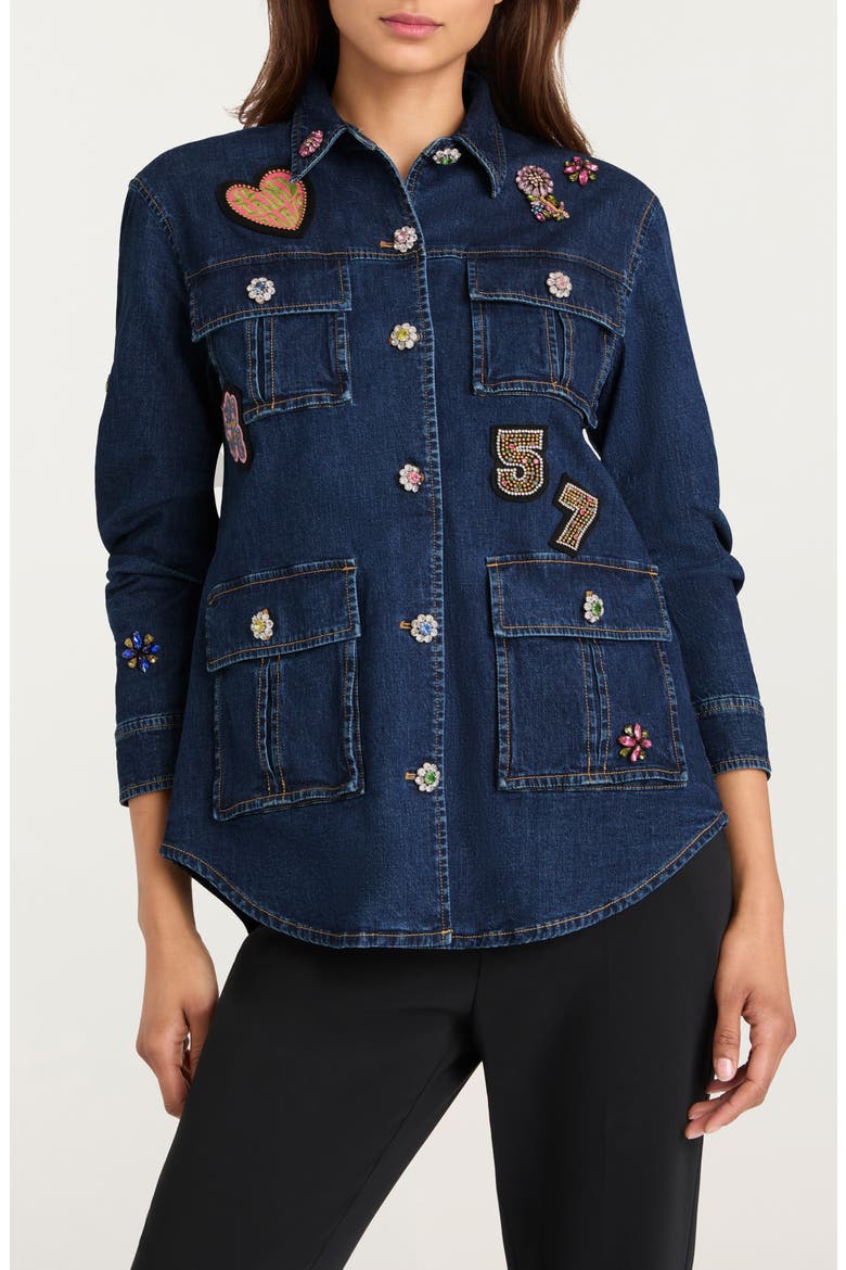 Retro Love Vera Stretch Denim Jacket, Main, color, ABYSS/ MULTI