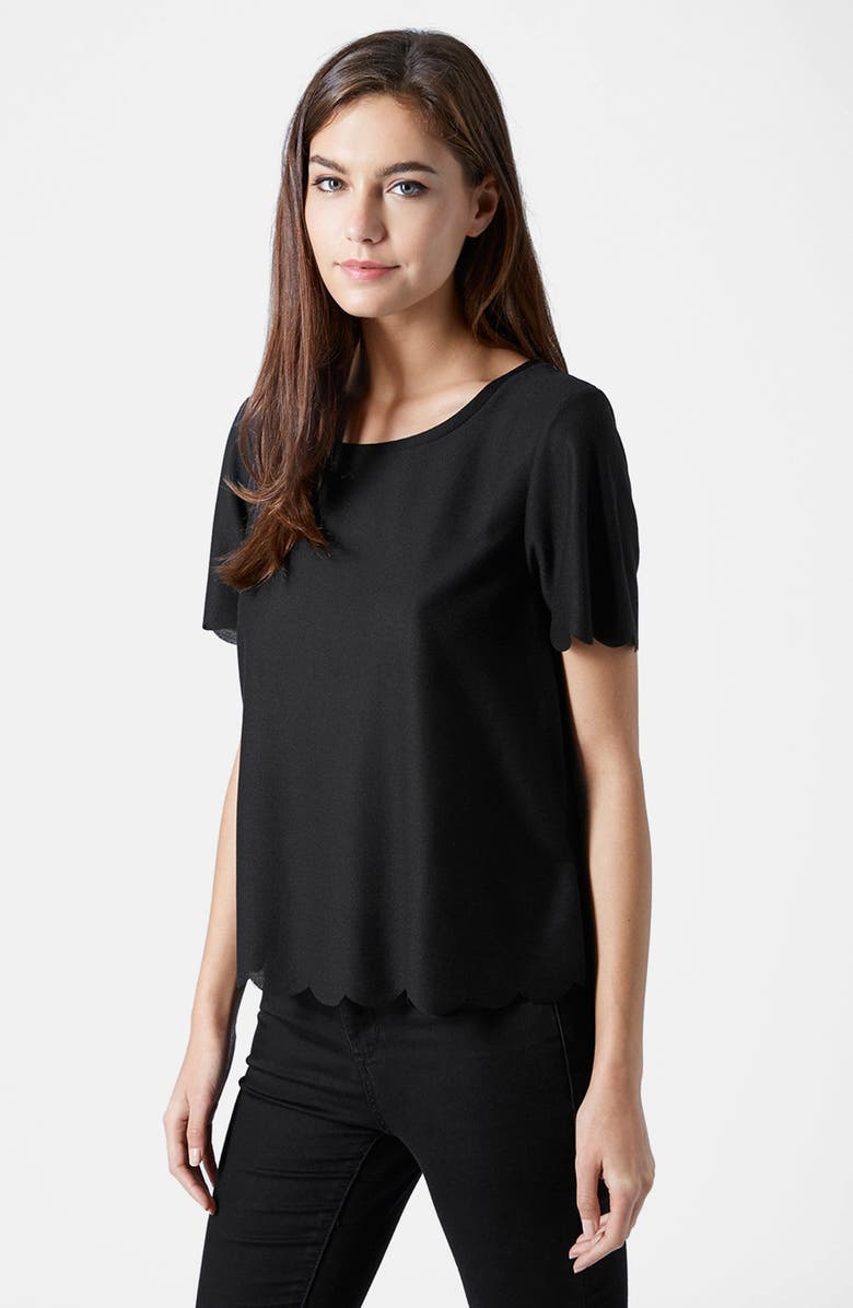 Topshop Scallop Frill Tee, Main, color,