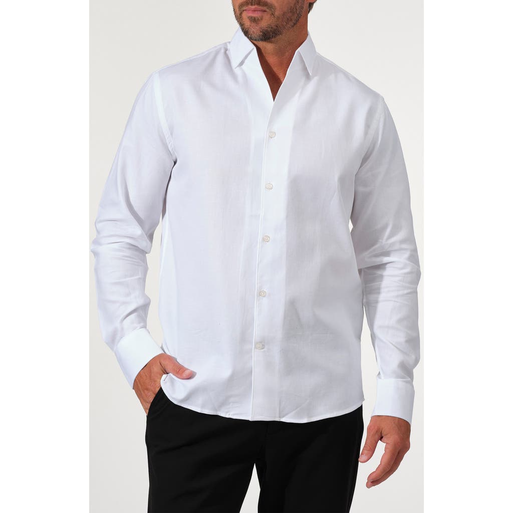 Studio Garnet Los Angeles Textured Solid Cotton Button-up Shirt In White