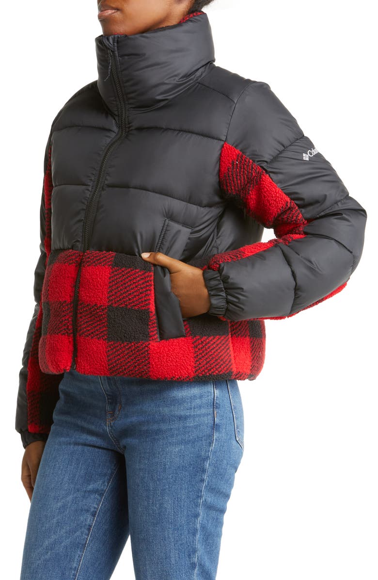 Columbia Leadbetter Point<sup>™</sup> High Pile Fleece Hybrid Jacket, Alternate, color, Black Red Buffalo