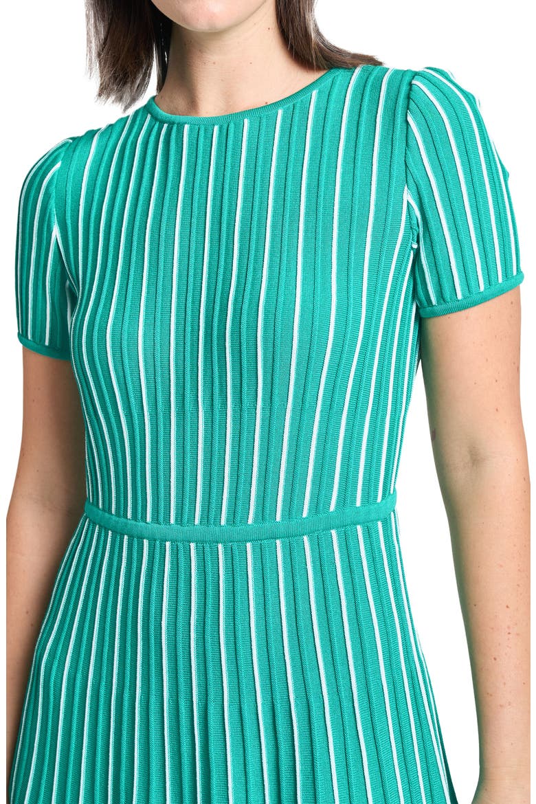 Modern Fit Stripe A-Line Knit Dress, Alternate, color, EMERALD AWE/ WHITE