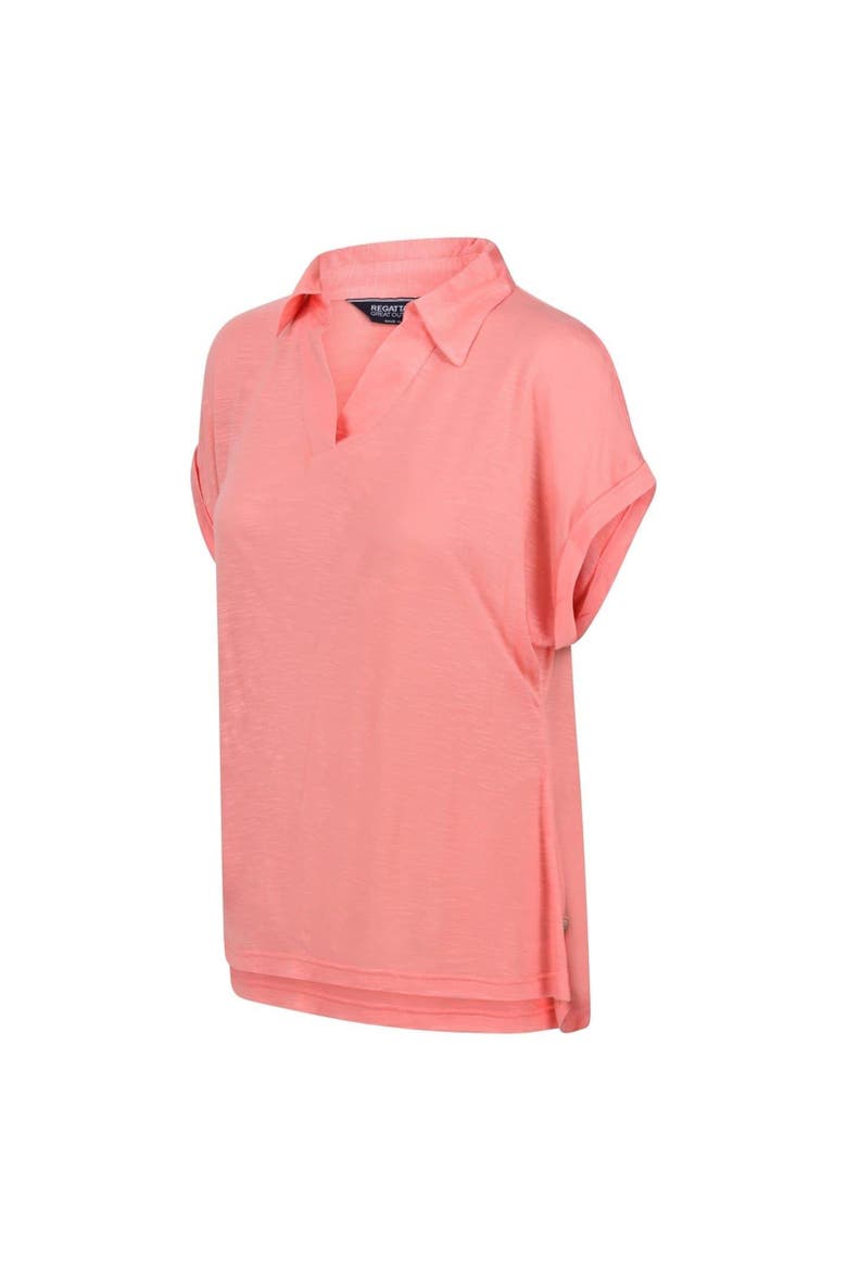 Plain V Neck Polo Shirt, Alternate, color, Shell Pink