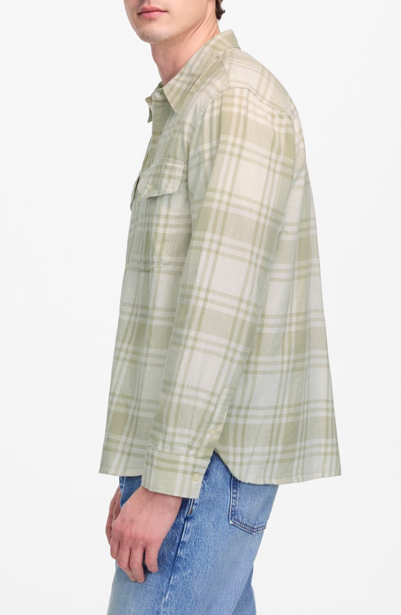 Madewell Plaid Cotton Work Shirt, Alternate, color, Dusty Celadon