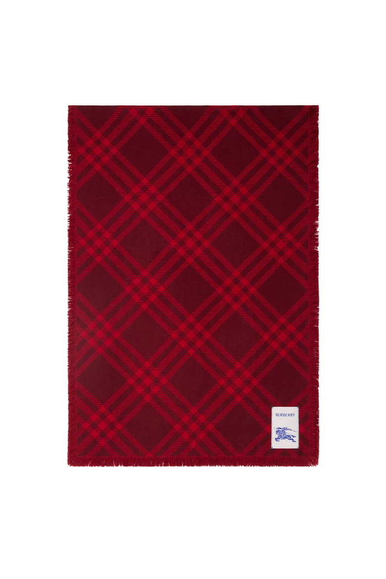 Wide Check Wool Silk Scarf, Main, color, Oxblood red/pillar red
