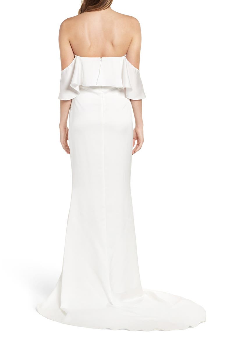 The Santa Barbara Off the Shoulder Gown, Alternate, color, WHITE