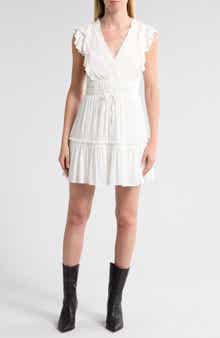 PAIGE Muriel Ruffle Cap Sleeve Fit & Flare Minidress