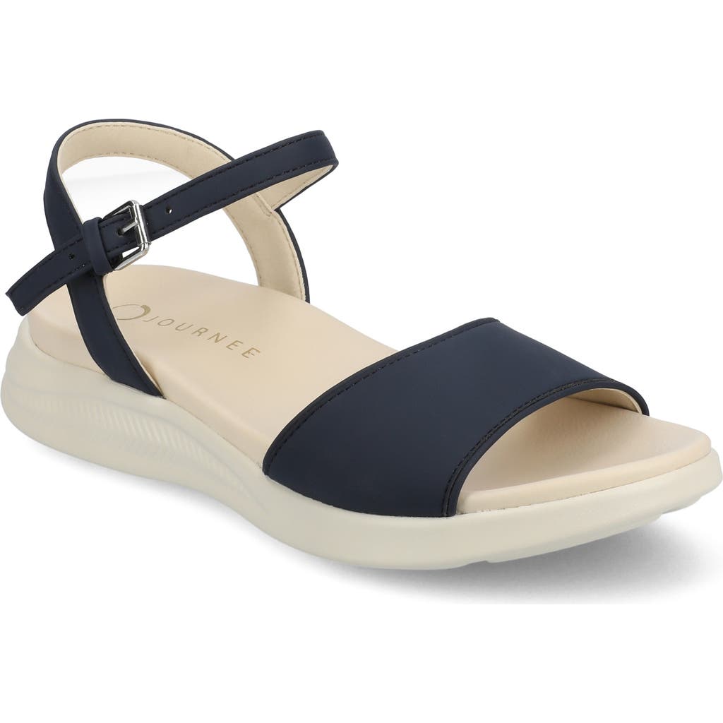 Shop Journee Collection Jaylee Wedge Sandal In Navy