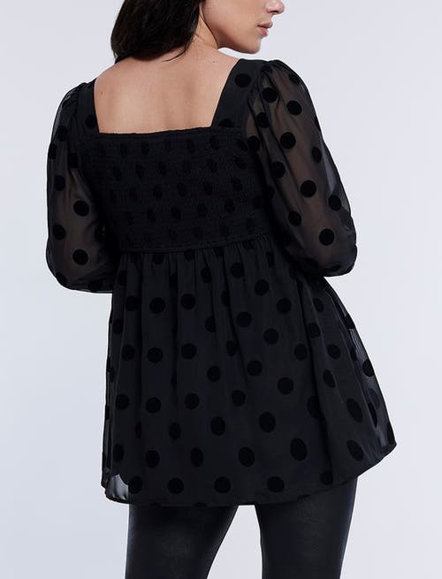 Motherhood Maternity Smocked Square Neck Long Sleeve Babydoll Maternity Top In Black