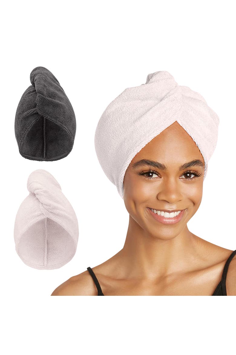 2 Pack Microfiber Hair Towel for Straight, Wavy, Curly Hair, Main, color, Light Pink