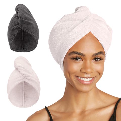 2 Pack Microfiber Hair Towel for Straight, Wavy, Curly Hair