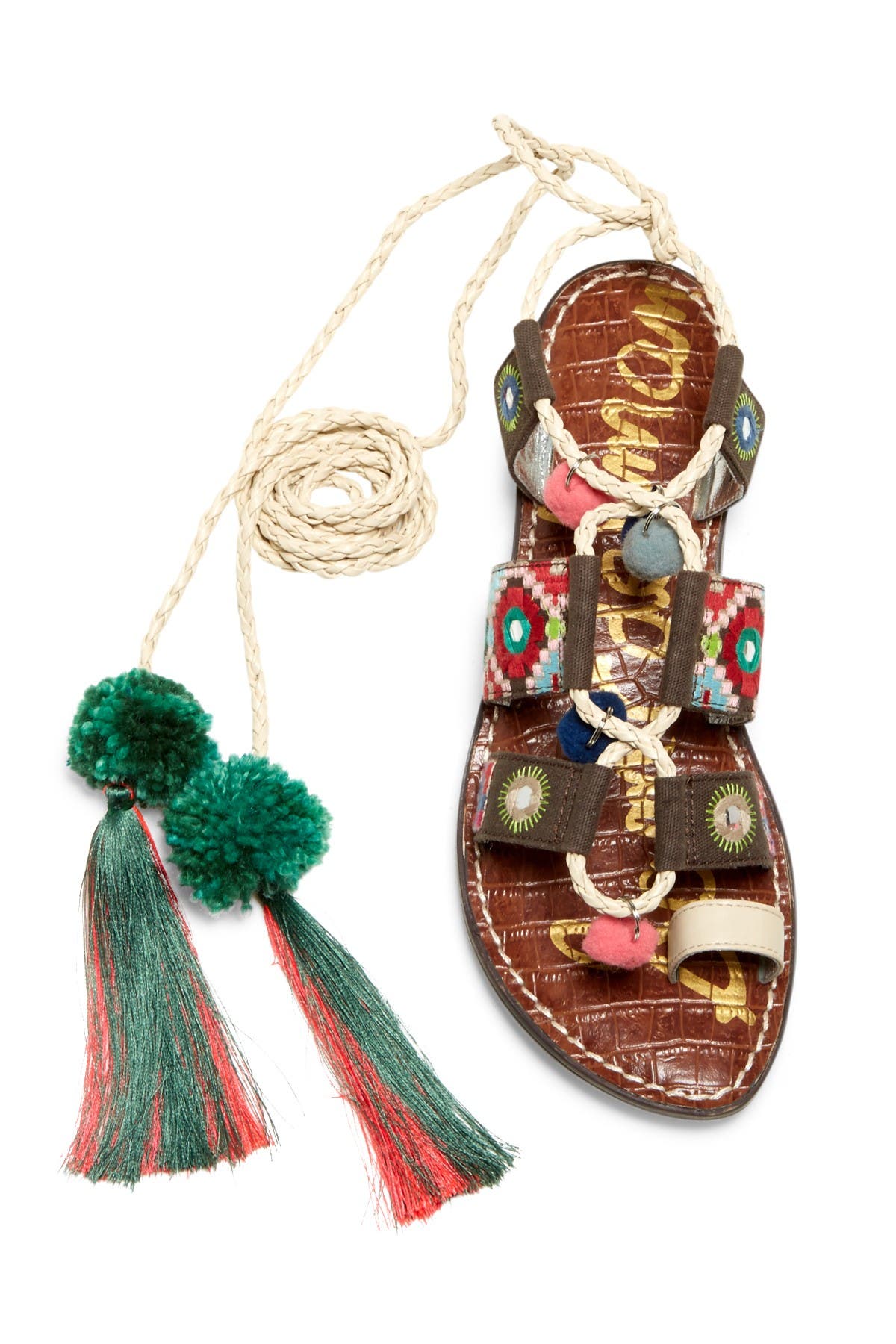 Sam Edelman 'Gretchen' Embellished Lace-Up Sandal, Alternate, color, 