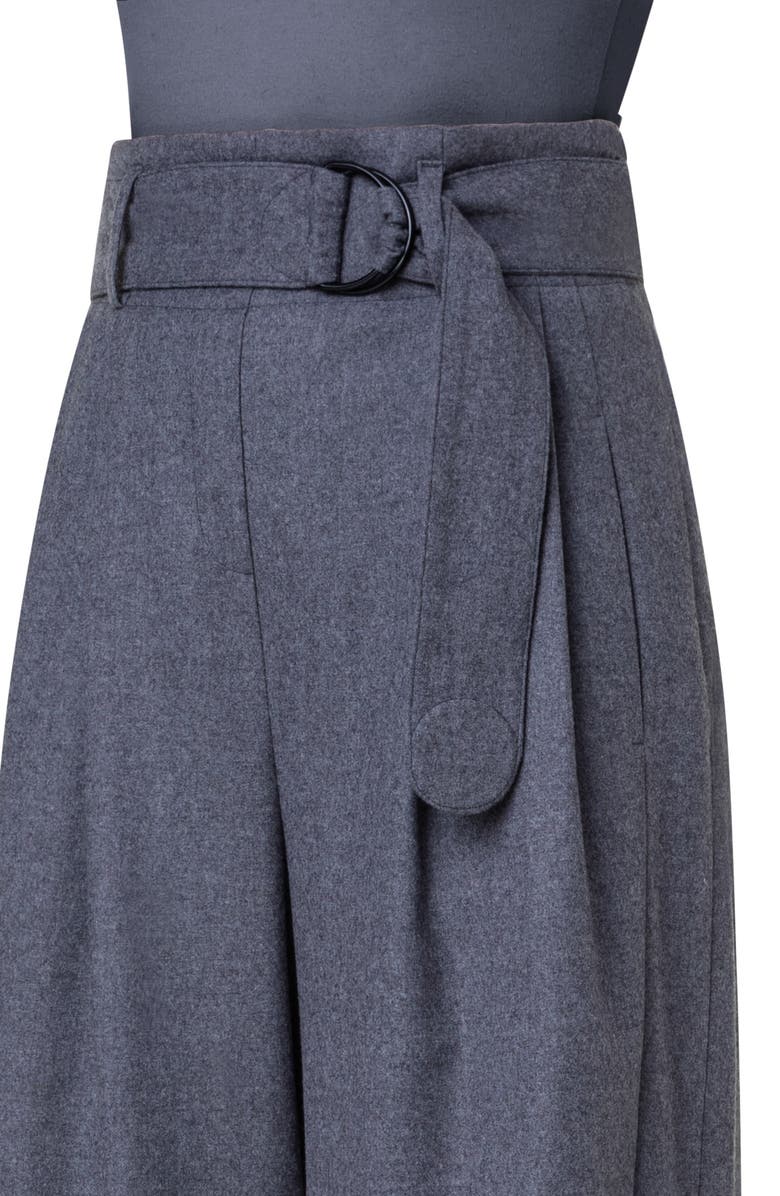 Akris punto Fiorella Belted Virgin Wool Flannel Culottes, Alternate, color, 