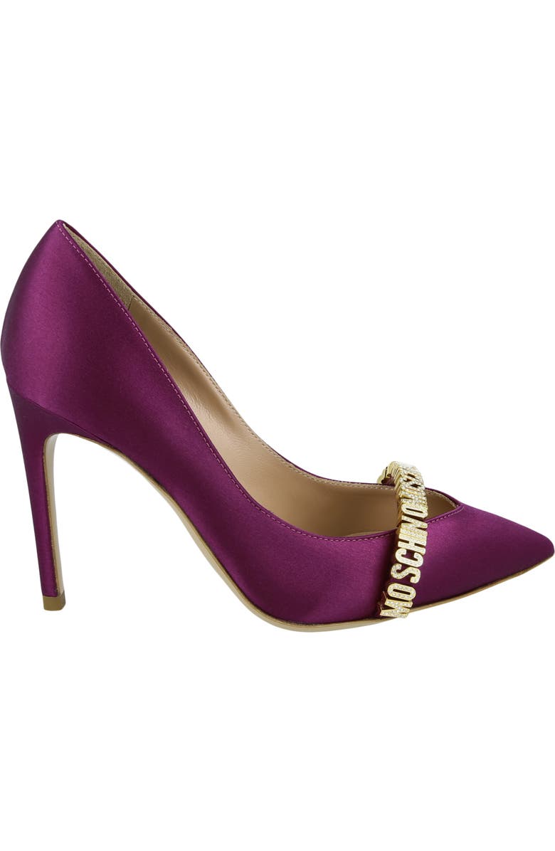 Moschino Satin Pointed Toe Pump, Alternate, color, Raspberry