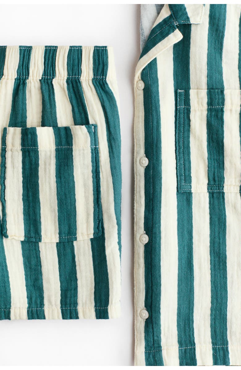 H&M 2-piece cotton muslin set, Alternate, color, Green/Beige Striped