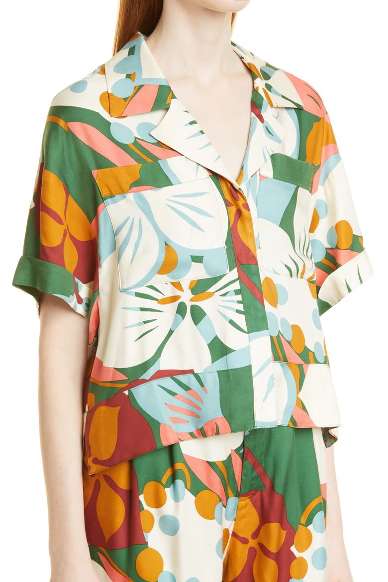 Talah Boxy Button-Up Shirt, Alternate, color, GREEN