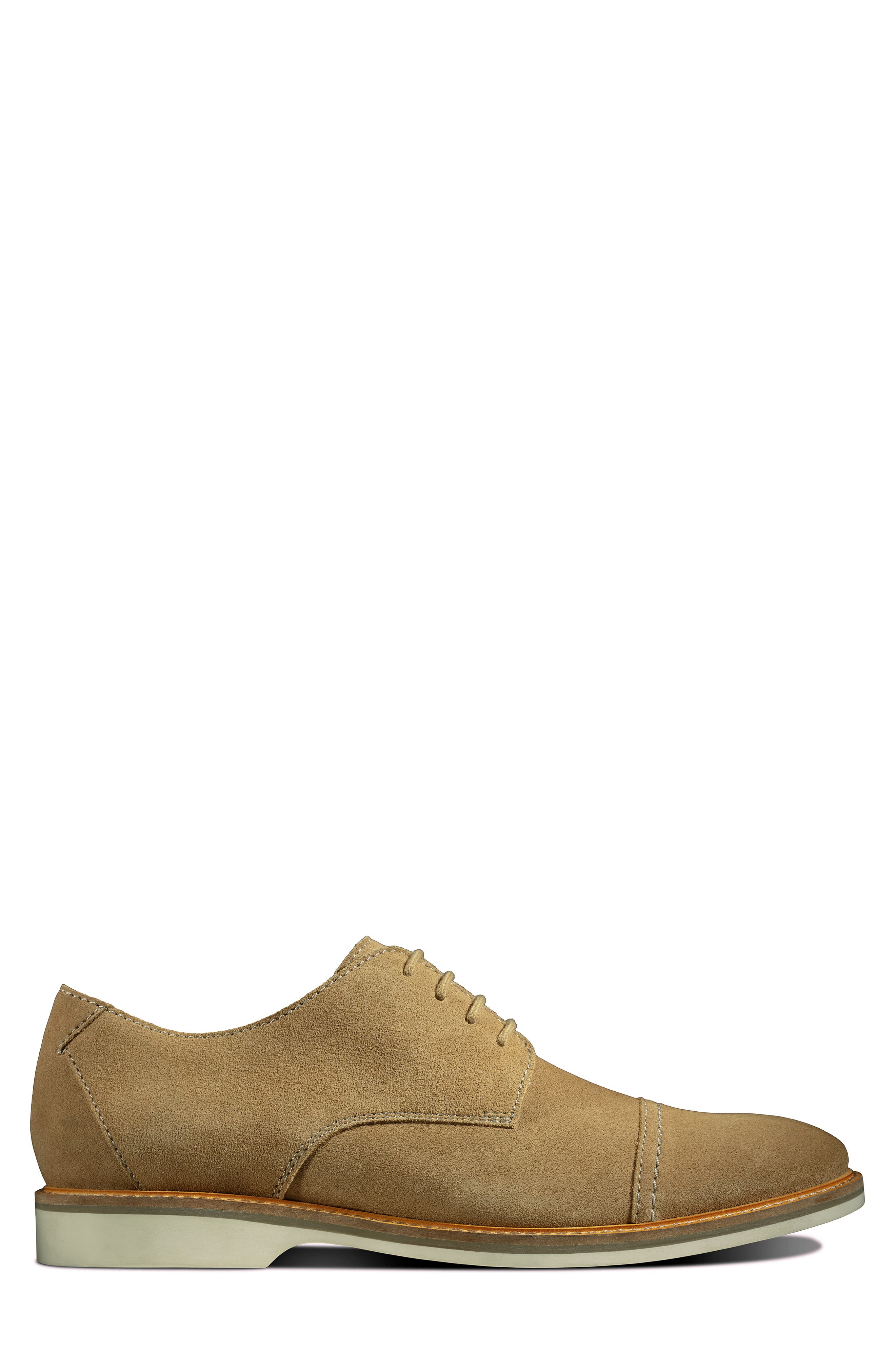 Atticus Plain Toe Derby, Alternate, color, DARK SAND SUEDE