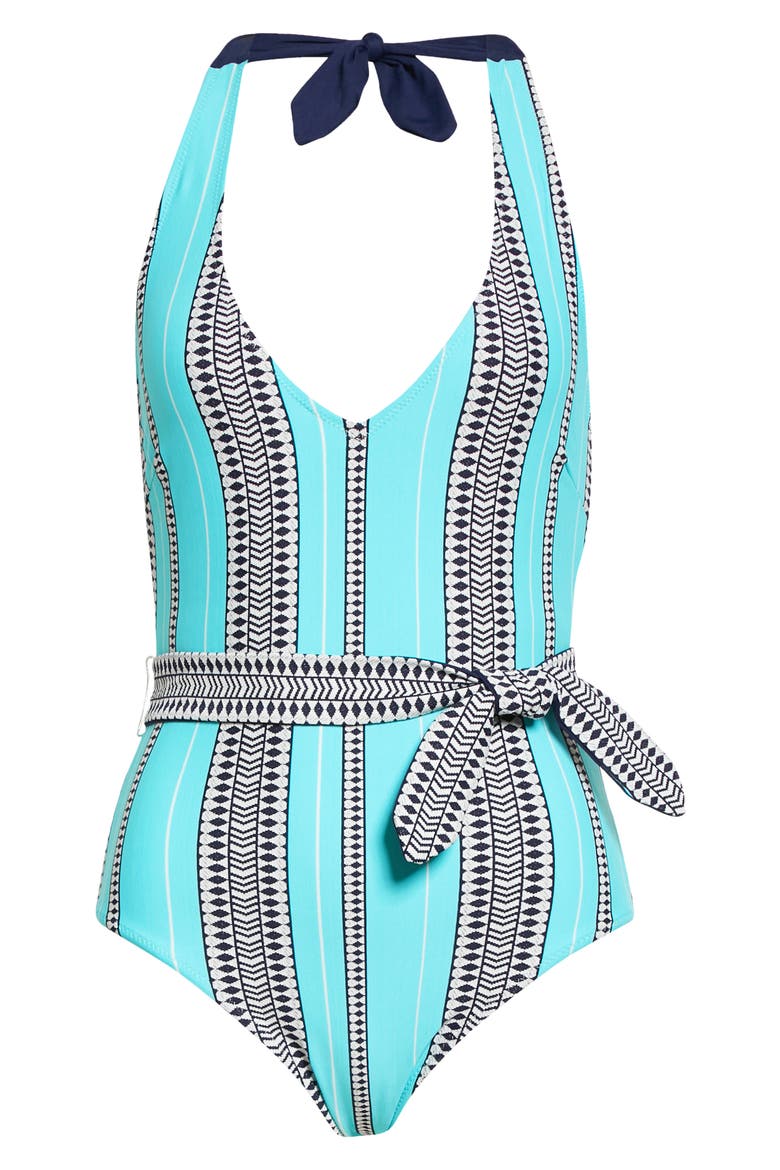Luchia Belted One-Piece Swimsuit, Alternate, color, TURQUOISE