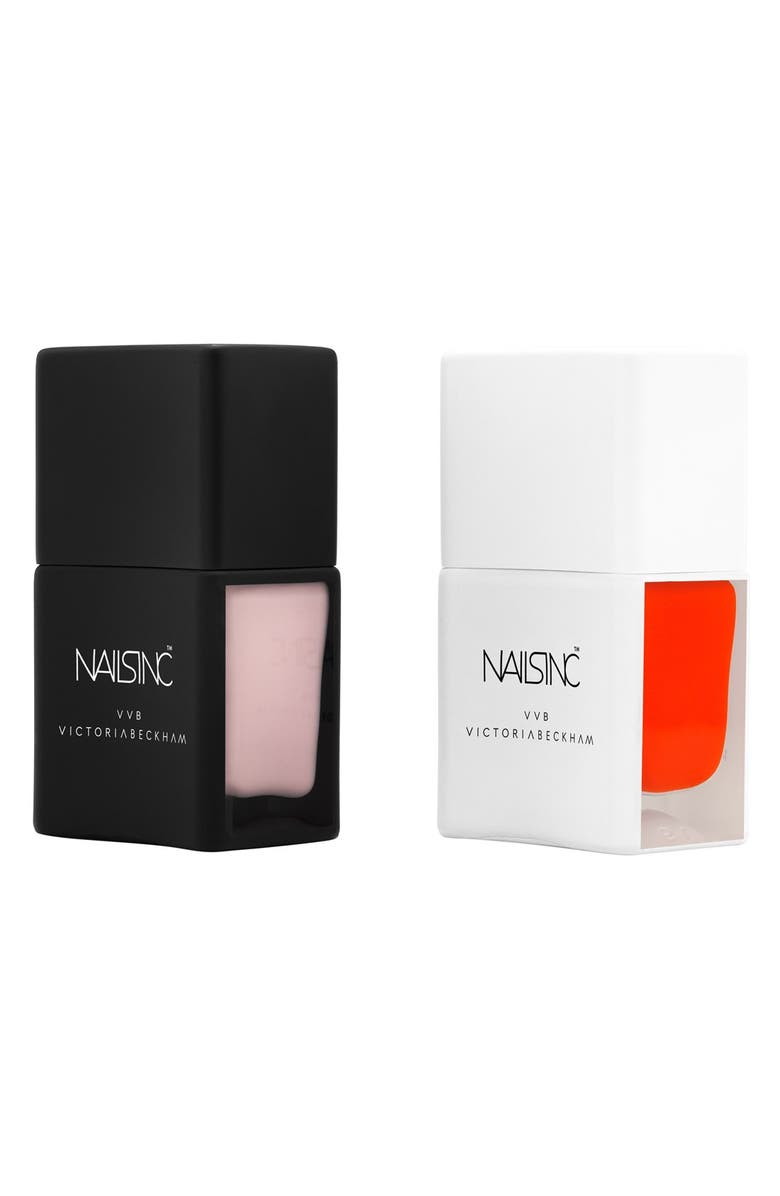 nails inc. London Victoria, Victoria Beckham for nails inc. London 'Judo Red & Bamboo White' Nail Polish Duo, Main, color, 
