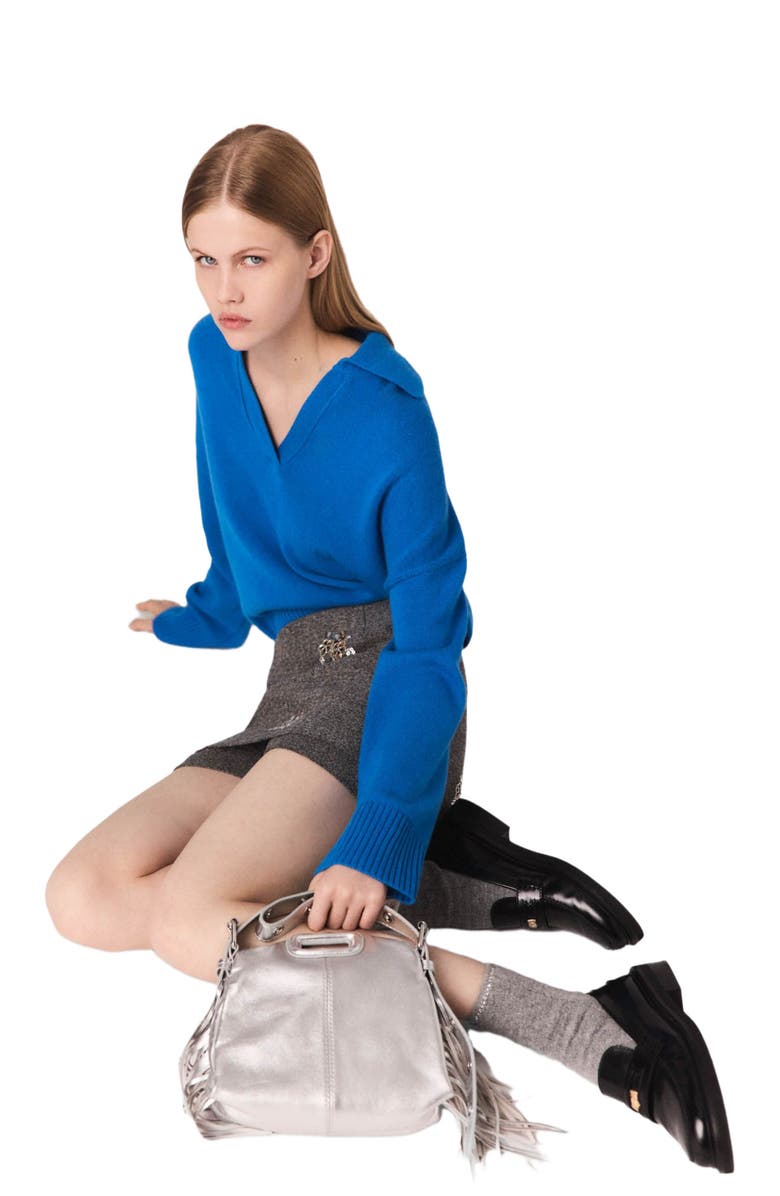 maje Floral embroidered shorts, Alternate, color, Grey