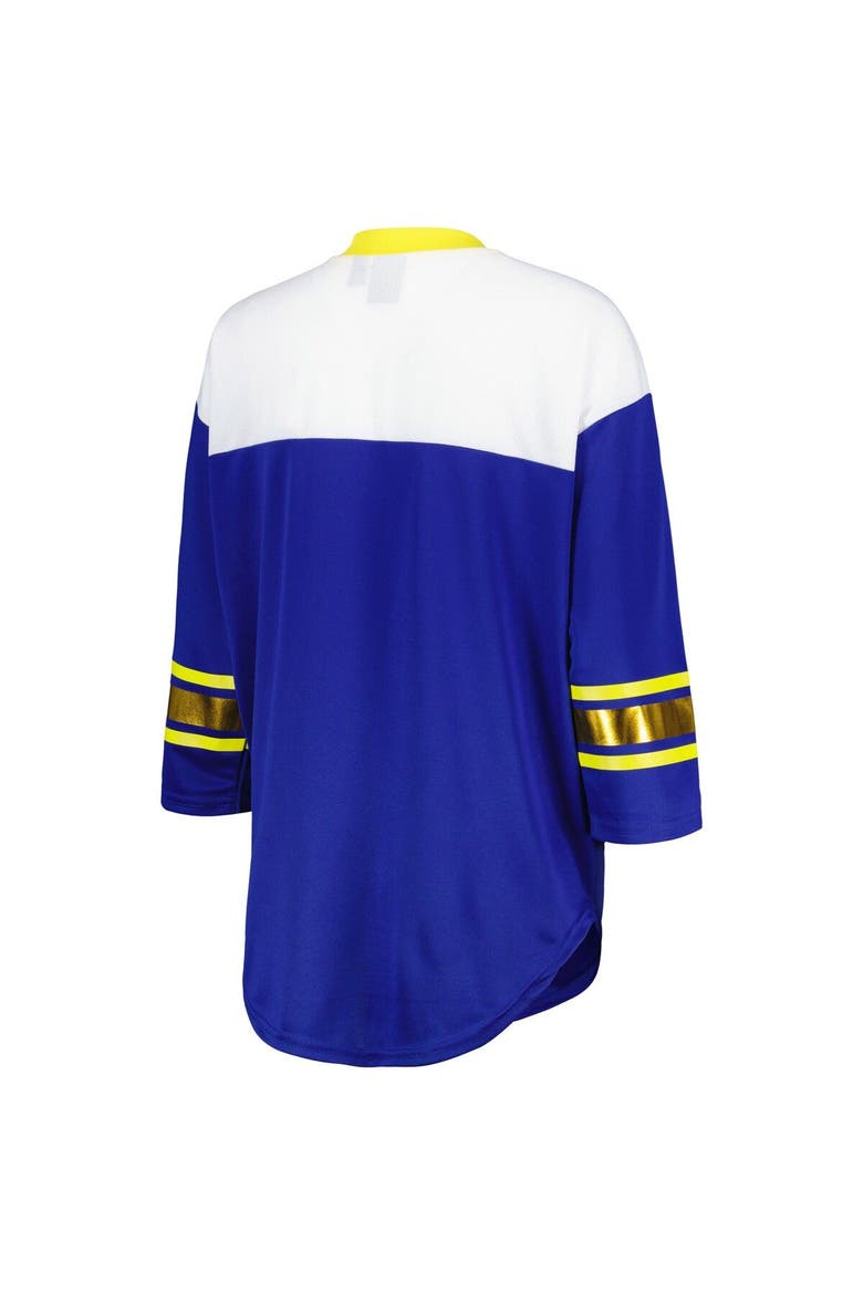 Women's G-III 4Her by Carl Banks Royal/White Los Angeles Rams Double Team 3/4-Sleeve Lace-Up T-Shirt, Alternate, color, Royal