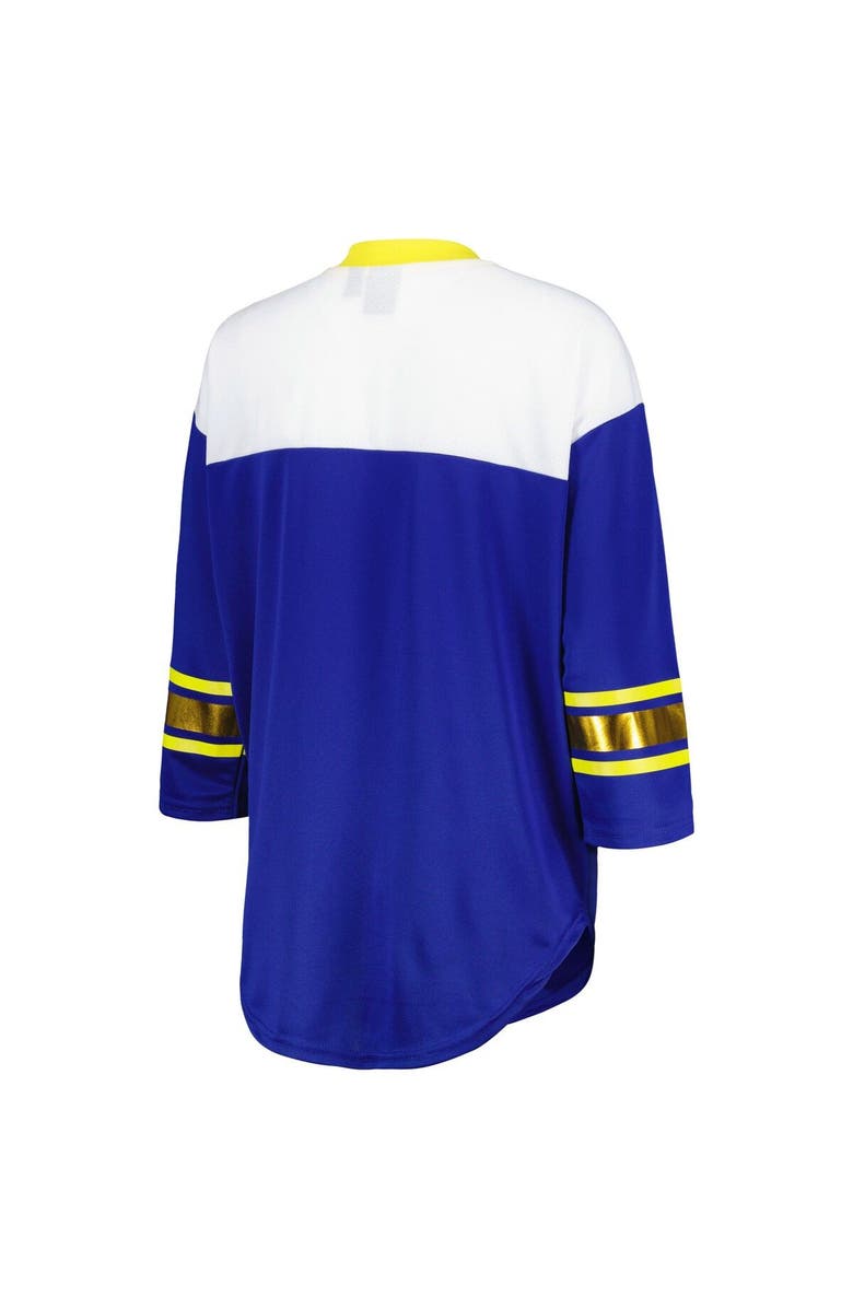 G-III 4HER BY CARL BANKS Women's G-III 4Her by Carl Banks Royal/White Los Angeles Rams Double Team 3/4-Sleeve Lace-Up T-Shirt, Alternate, color, Royal