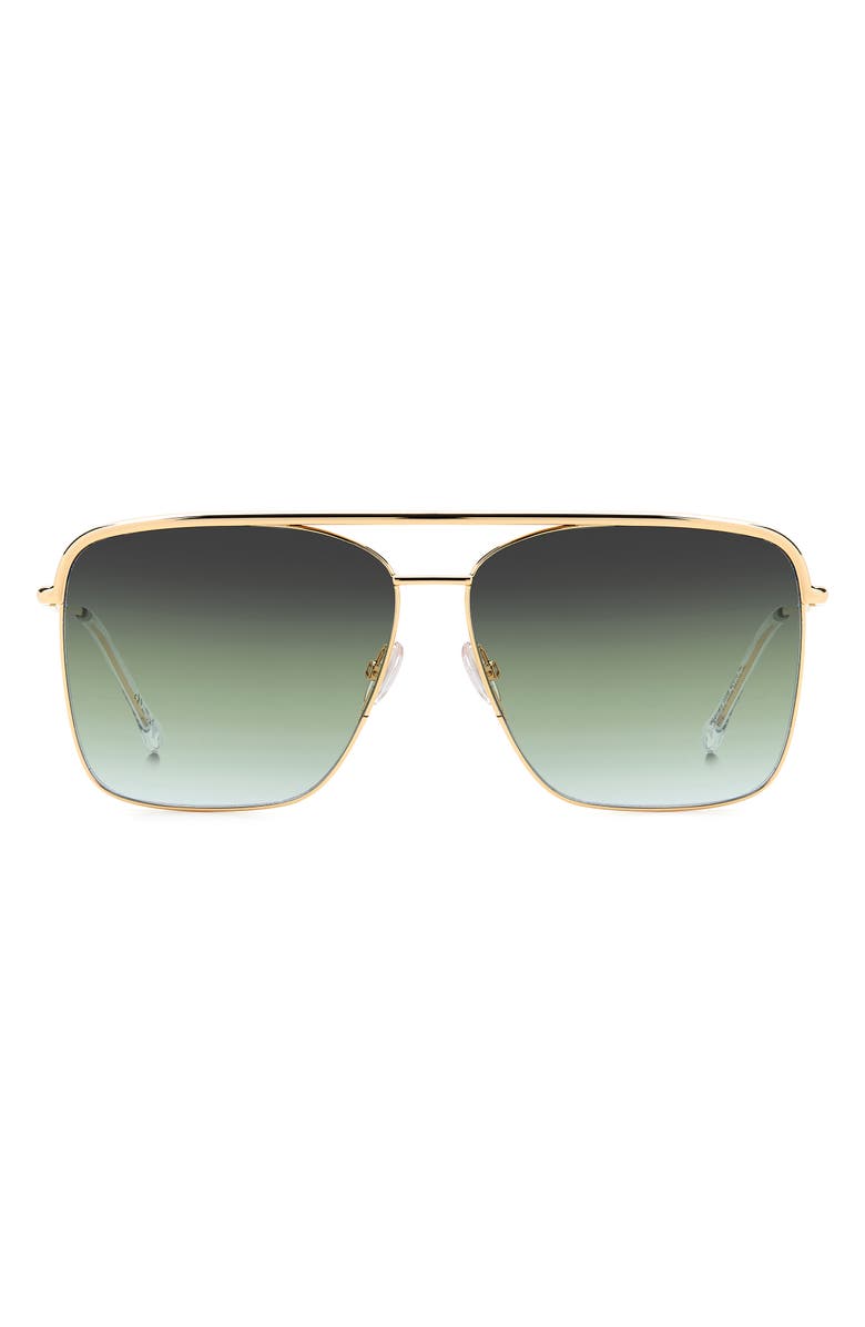 Isabel Marant Wild Metal 62mm Gradient Oversize Rectangular Sunglasses, Main, color, Rose Gold/ Grey Green