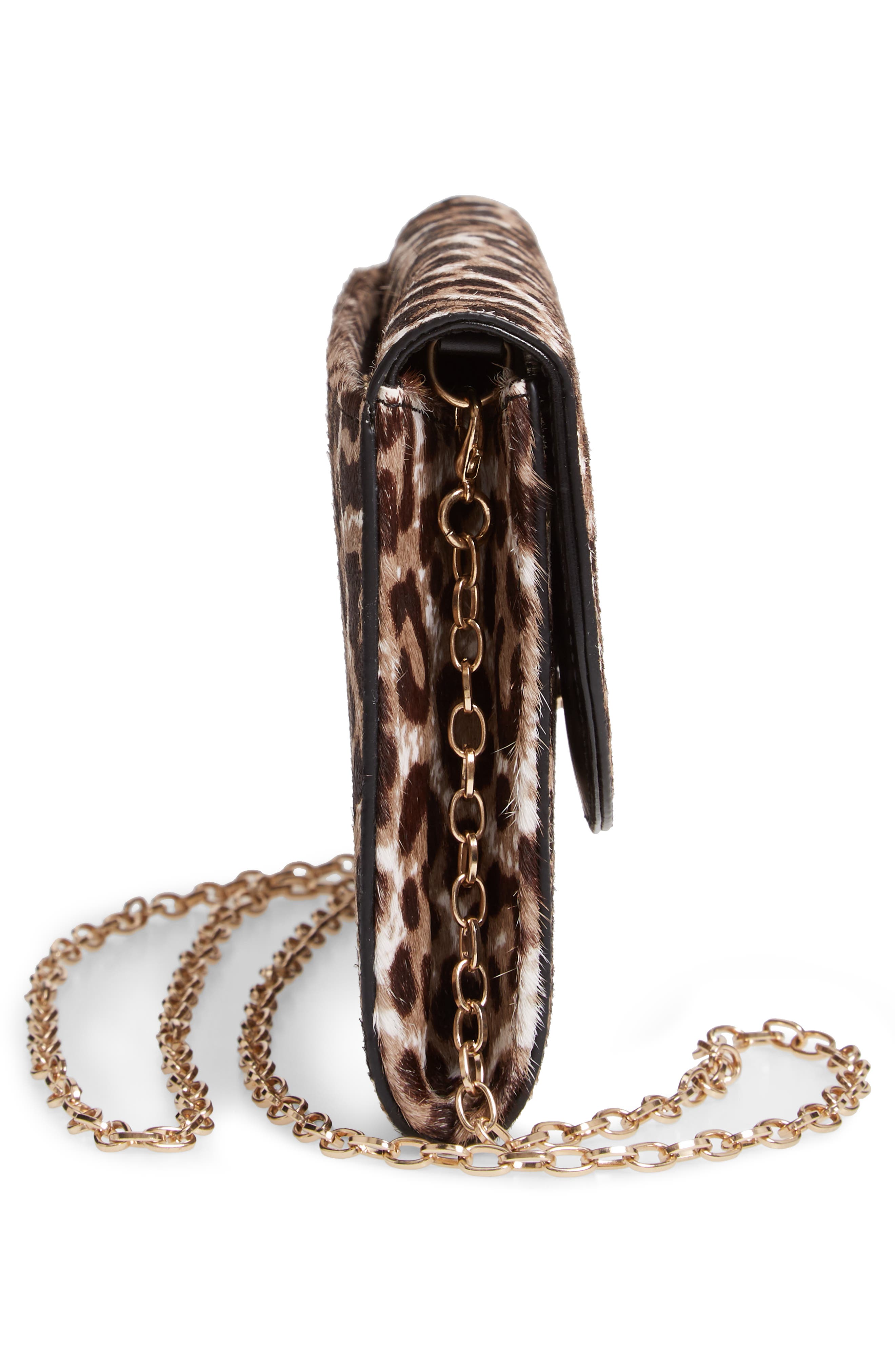 Nordstrom Genuine Calf Hair Leopard Print Clutch, Alternate, color, 