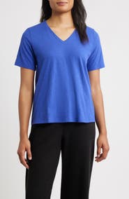 Eileen Fisher Easy V-Neck Organic Cotton T-Shirt
