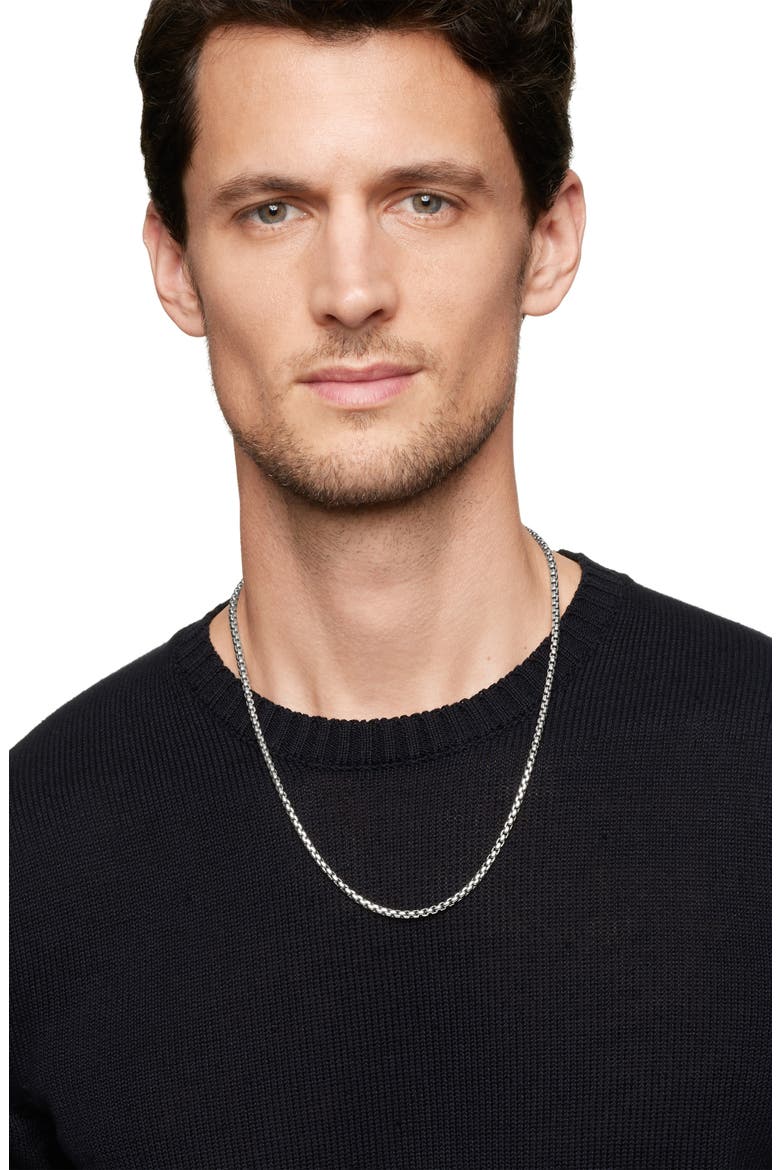 Men's Box Chain Necklace in Silver, 3.6mm, Alternate, color, SILVER