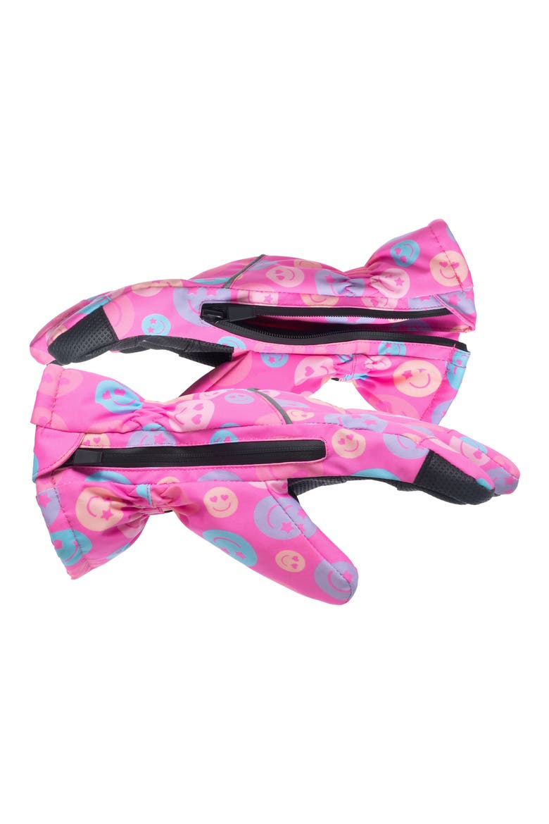 Kids' Winter & Ski Zip Gloves, Alternate, color, PINK SMILEY
