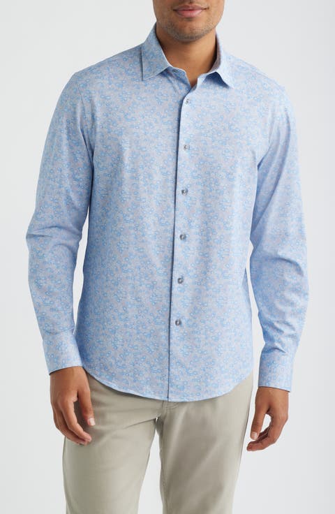 James OoohCotton® Abstract Floral Print Button-Up Shirt