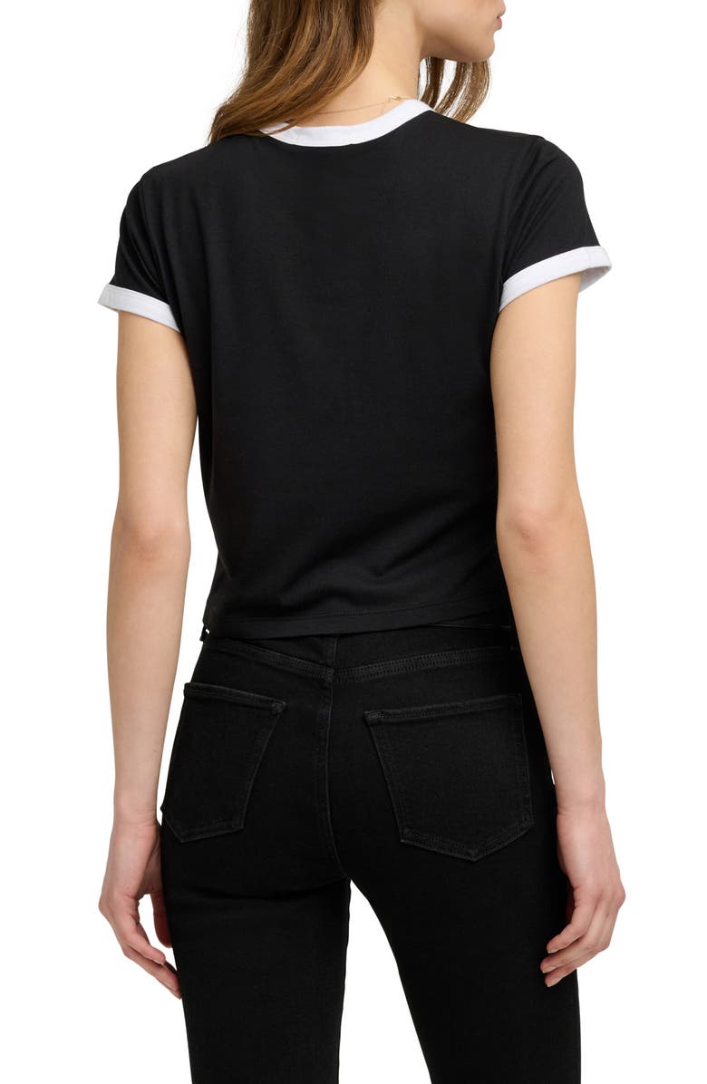 Favorite Daughter Logo Crop Ringer T-Shirt, Alternate, color, Black/ Off White